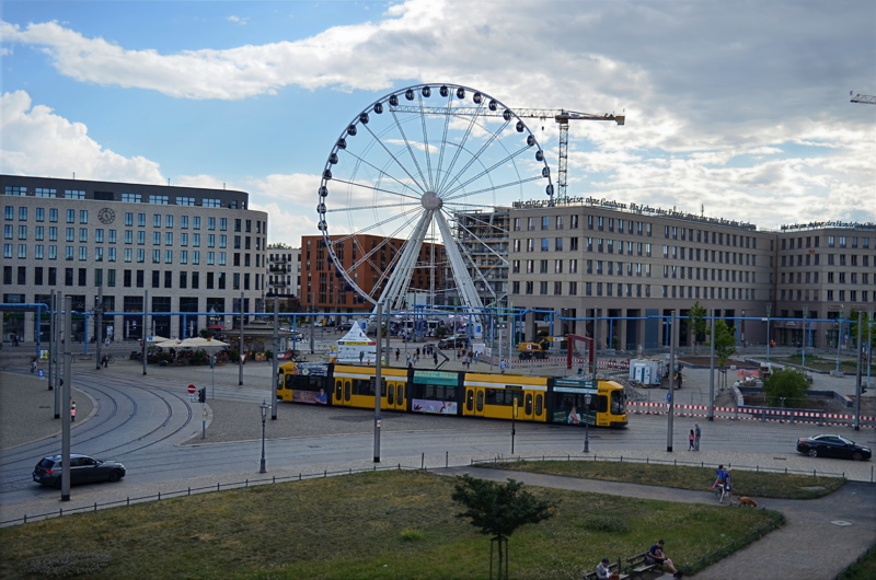 8 - The Postplatz square in Dresden, Germany, featuring a large Ferris wheel known as the Wheel of Vision
